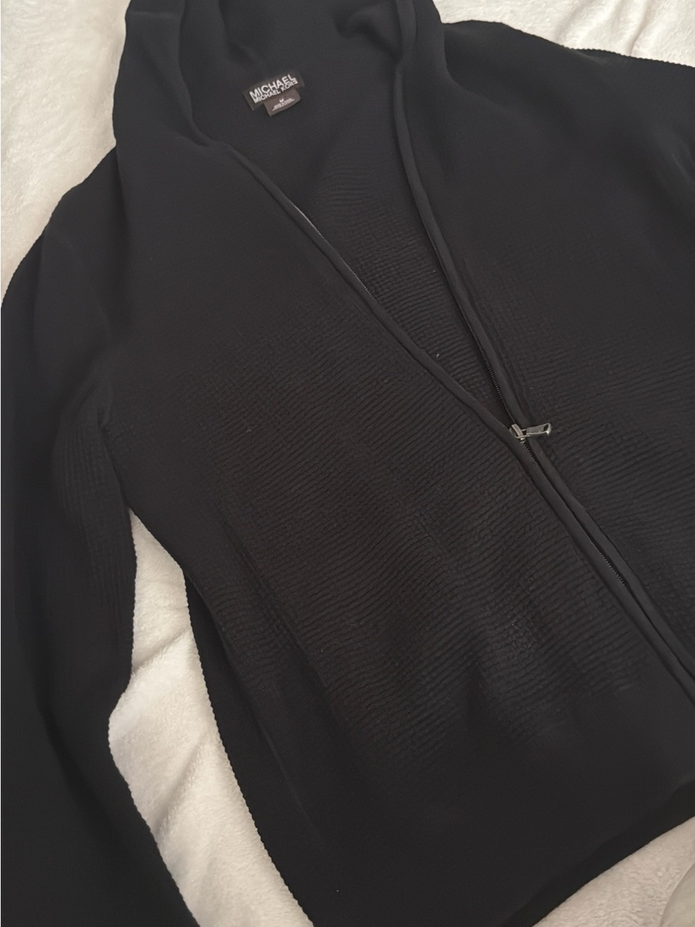 Michael Kors Black Hooded Zip-Up Sweater